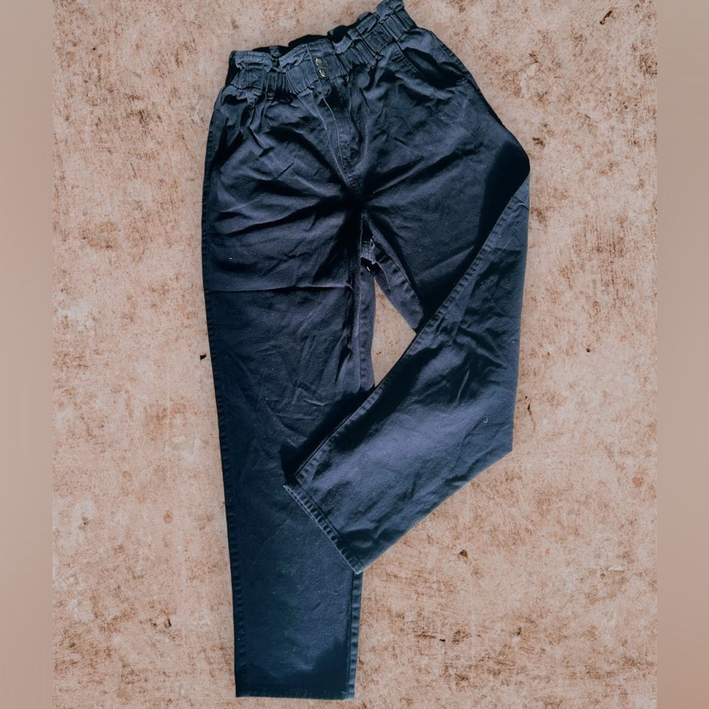 H&M Black High-Waist Paperbag Trousers